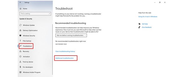 Additional troubleshooters