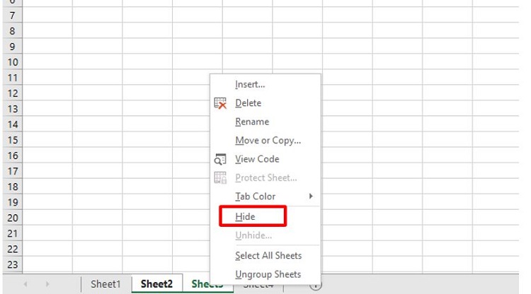 Ẩn các sheet được chọn