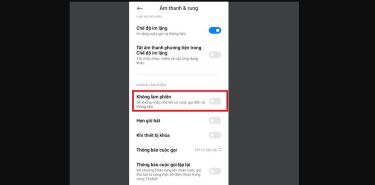 Bật chế độ Không làm phiền trên Xiaomi