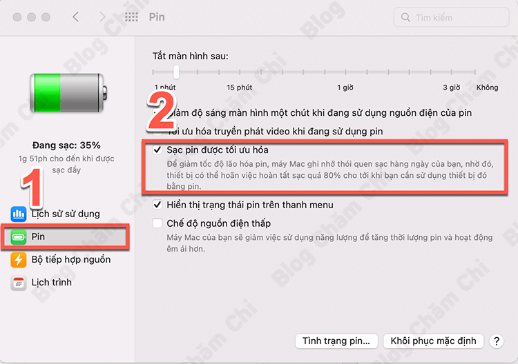 Cách bật tính năng tối ưu hóa Pin trên Macbook