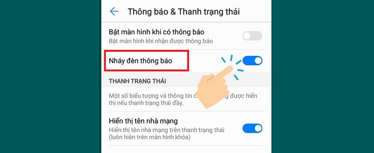 Bật đèn LED thông báo trên Huawei