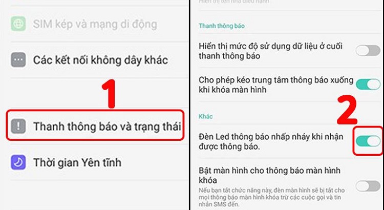 Bật đèn LED thông báo trên Oppo