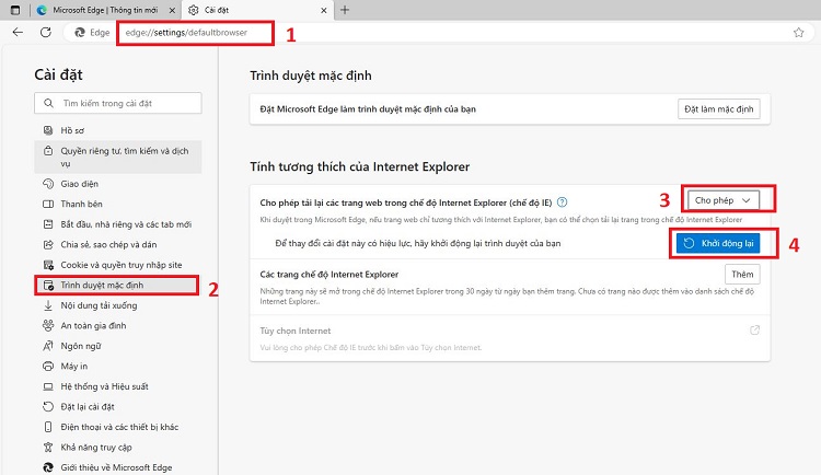 Bật chế độ Internet Explorer trên Microsoft Edge với Windows 10 Bước 3