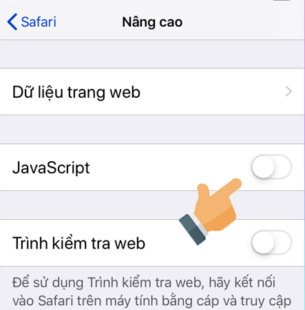 Bật JavaScript trên Safari bằng cài đặt