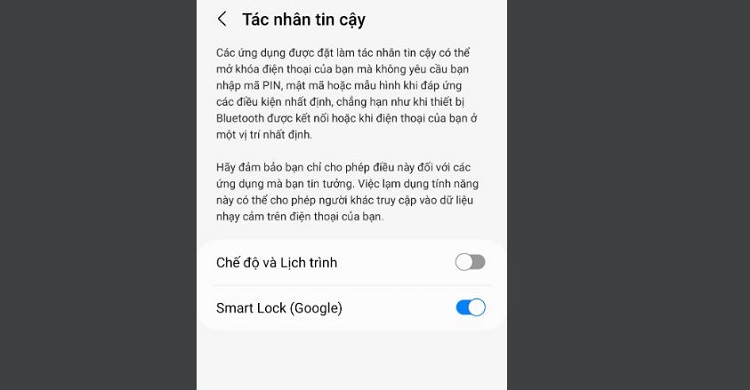 Bật Smart Lock