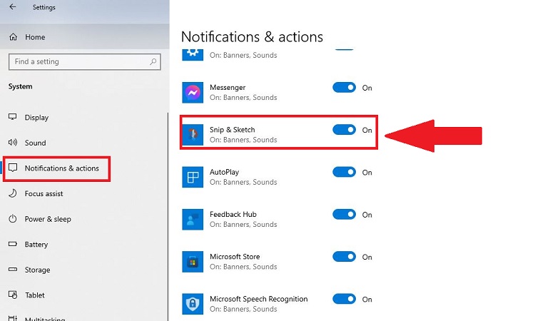 Kích hoạt Snip & Sketch