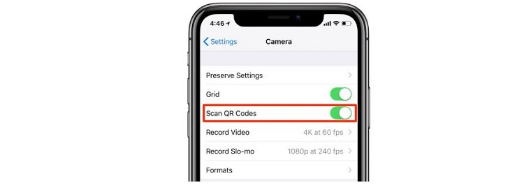 Bật quét mã QR trên iPhone