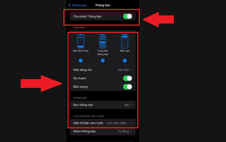 Bật thông báo Messenger cho iPhone