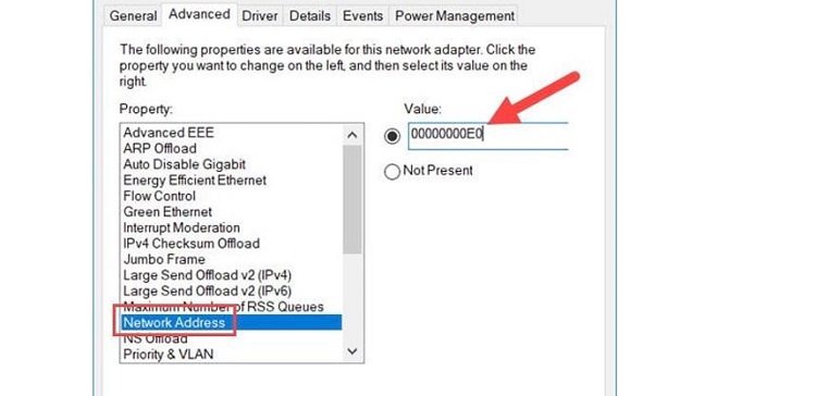 Thay đổi thông số trong Network Address bước 7