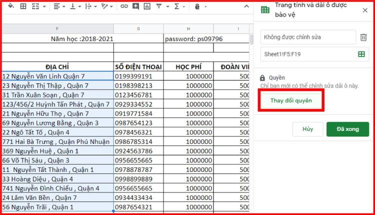 Cách bảo vệ trang tính trong Google Sheet