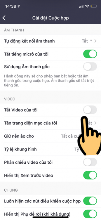 cách bật tắt camera Zoom meetings trên điện thoại