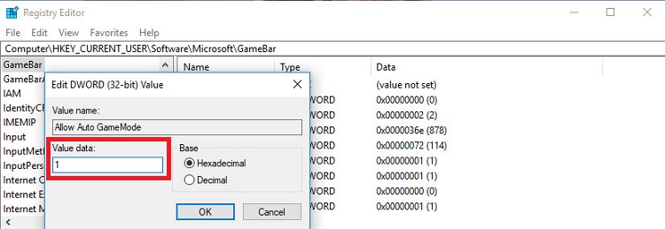 Cách bậttắt chế độ Game Mode bằng Registry Editor