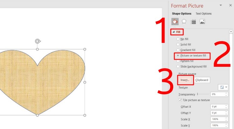 Vẽ Shape trước rồi chèn ảnh vào 2