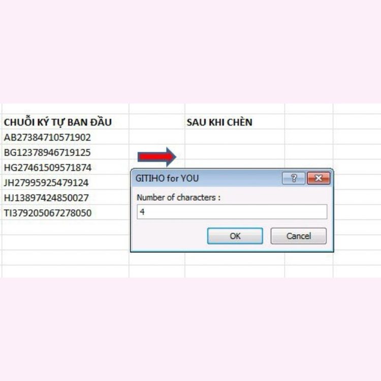 Cách chèn thêm 1 ký tự vào chuỗi trong Excel với VBA