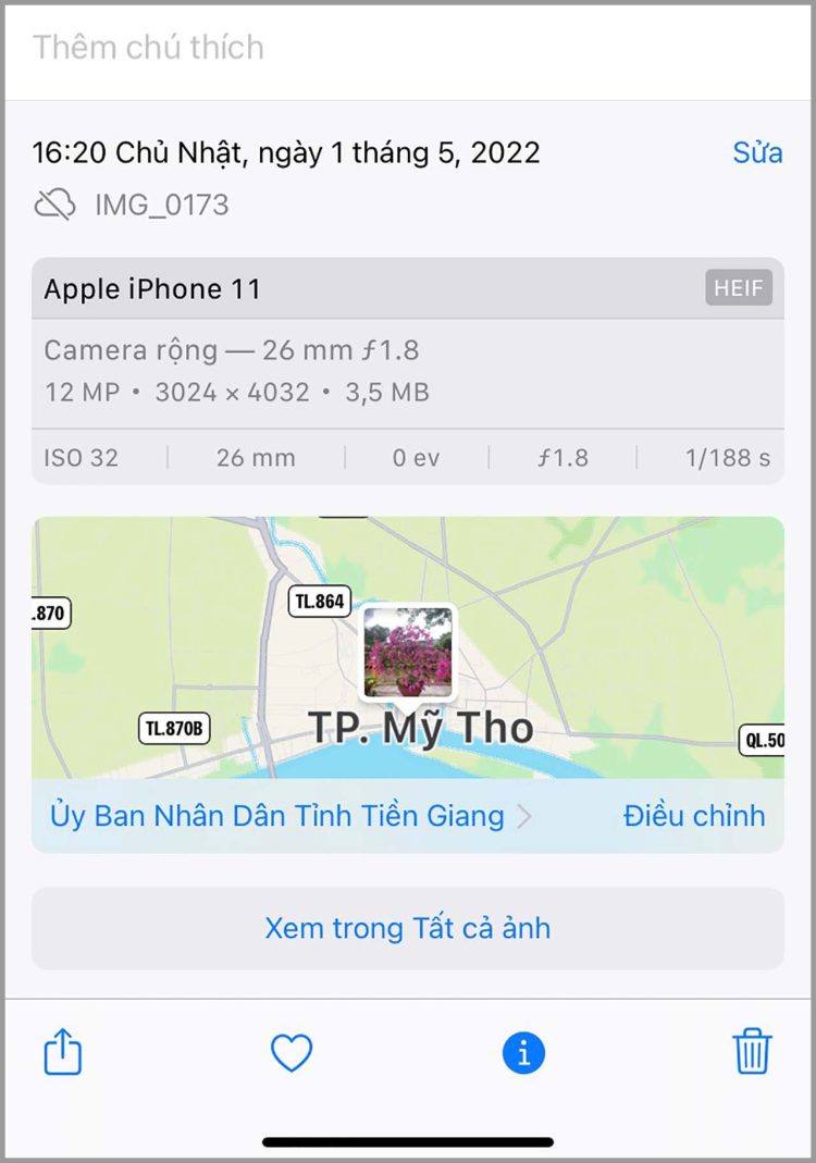 cách chèn thêm thông tin vị trí vào ảnh đã chụp