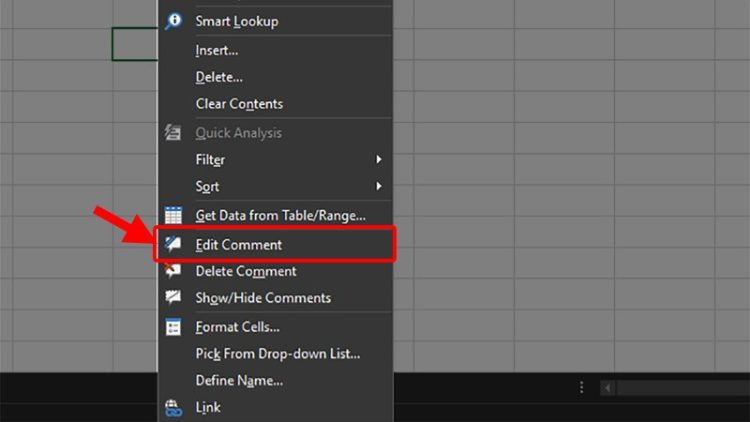 Cách chỉnh sửa Comment trong phần mềm Excel 1