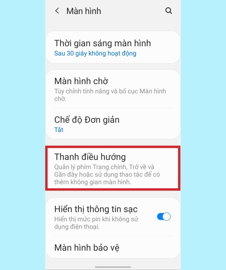 Cách chỉnh thanh điều hướng trên Samsung