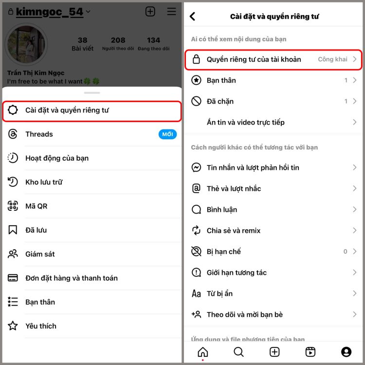 Cách đưa tài khoản Instagram về chế độ riêng tư