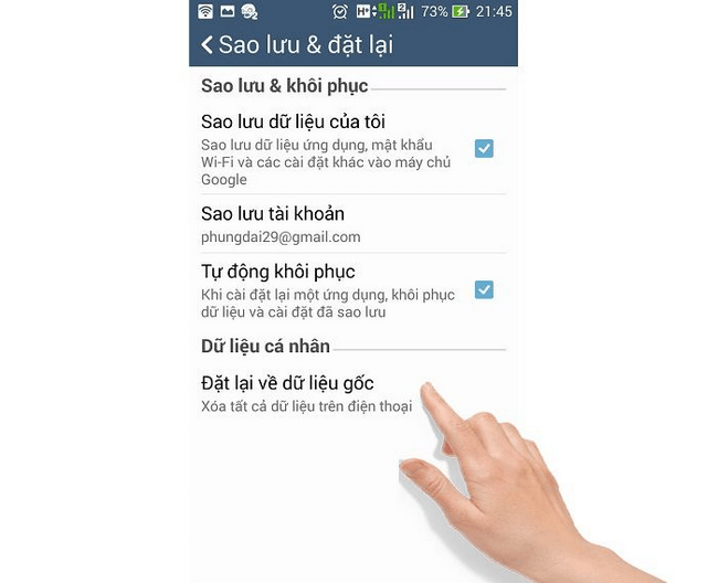 Khôi phục cài đặt gốc trên điện thoại Android