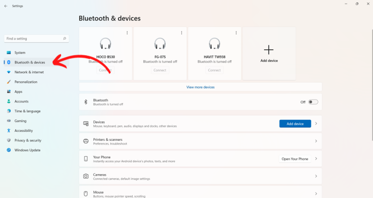 Cách kiểm tra phần trăm pin tai nghe bluetooth trên máy tính windows