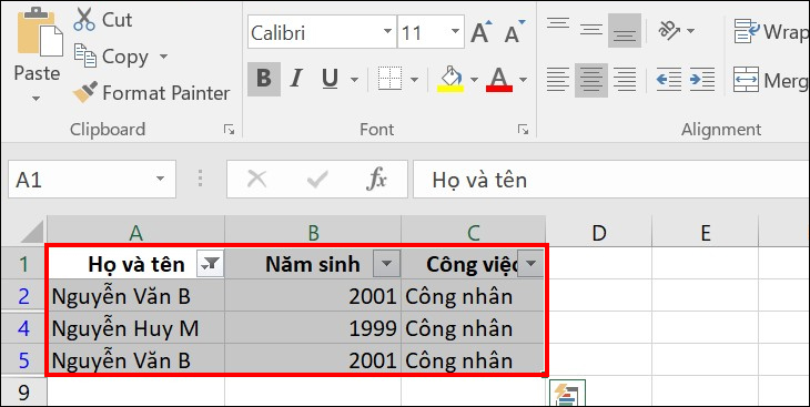 Cách lọc dữ liệu trong Excel đơn giản