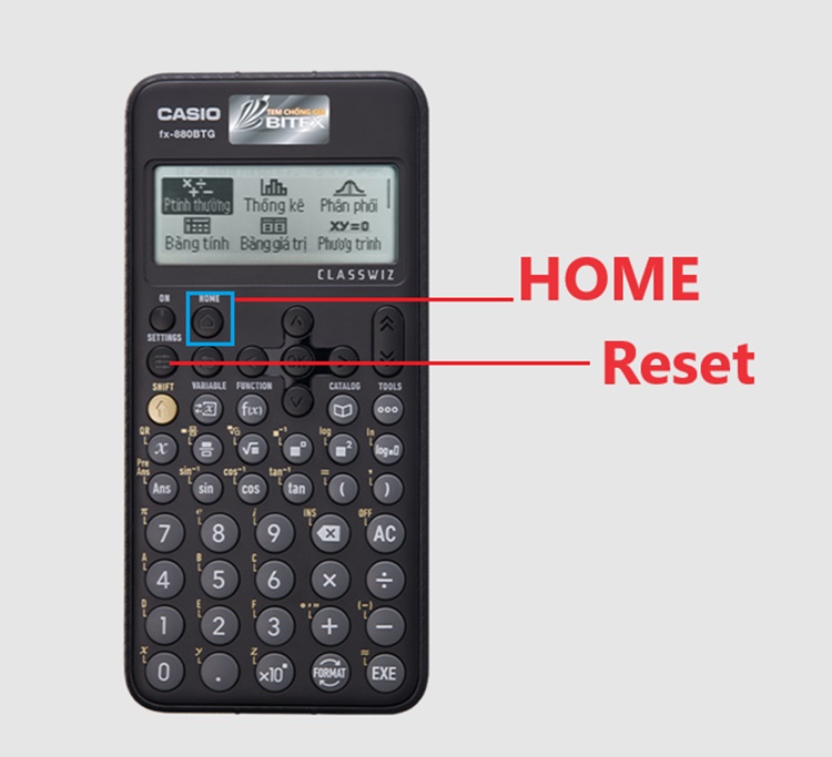 Cách reset máy tính Casio FX-880BTG