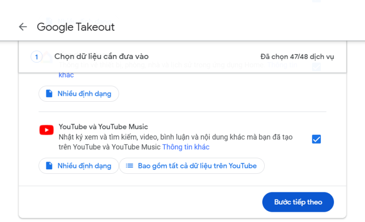 Cách sử dụng Google Takeout để sao lưu dữ liệu Google