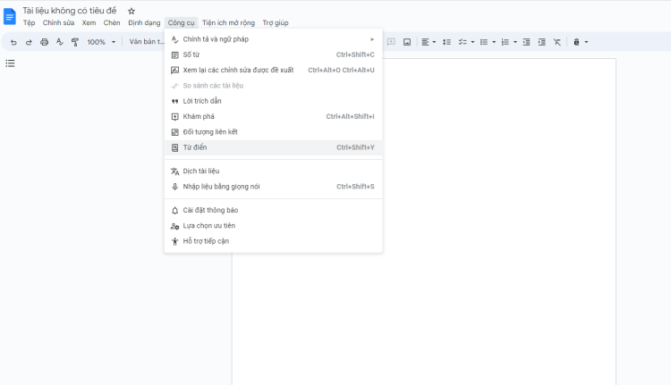 cách sử dụng từ điển Dictionary trên Google Docs
