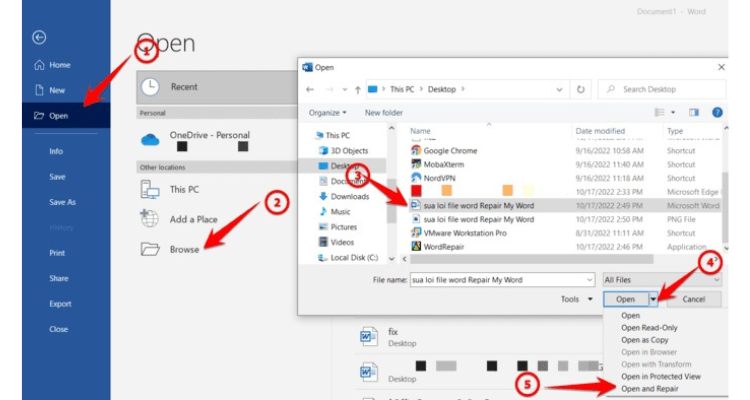Cách sửa lỗi word experienced an error trying to open the file