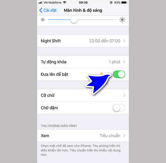 Tắt tính năng đưa lên để bật nếu muốn tắt màn hình iPhone bật sáng