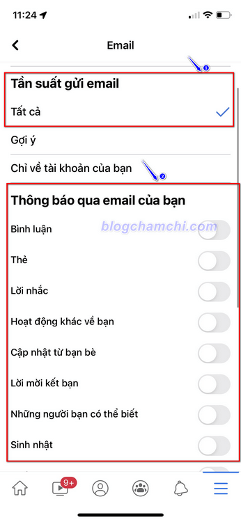 Vô hiệu hóa tính năng tự động gửi thông báo từ facebook về gmail bằng điện thoại