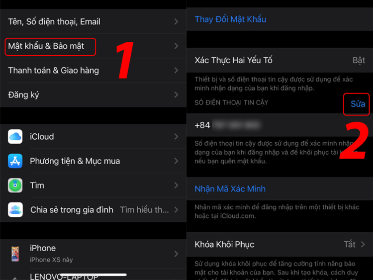 Cách thay đổi số điện thoại iCloud khi mất số điện thoại 2