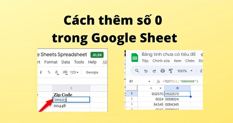 Cách thêm số 0 trong Google Sheets