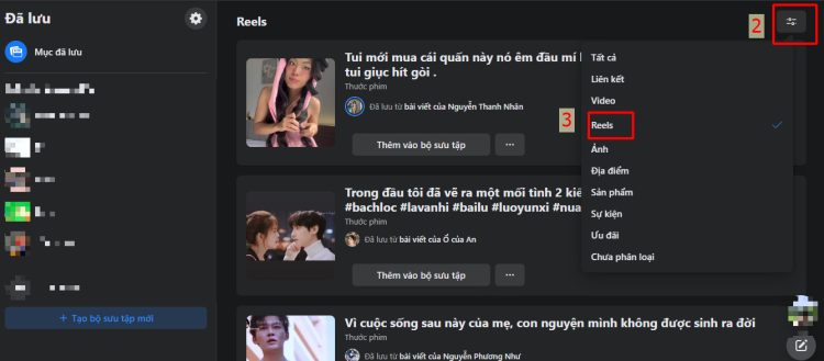 Cách tìm lại Reels đã lưu trên Facebook