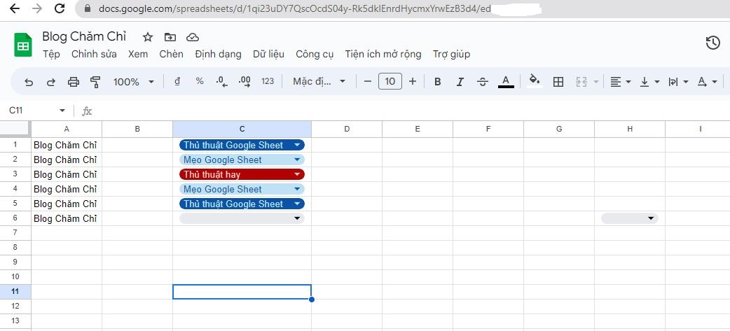 Cách tô màu cho danh sách thả xuống trong Google Sheet