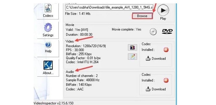 Kiểm tra và cài đặt codec âm thanh đúng với file mp4