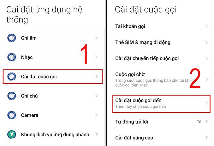 Cài đặt cuộc gọi đến