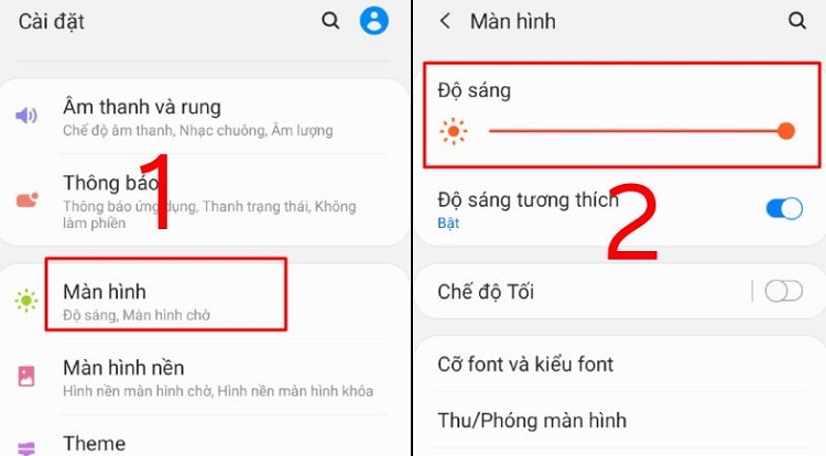 Cài đặt độ sáng màn hình Samsung tối đa