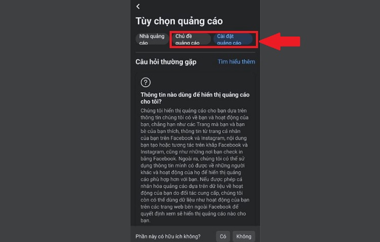 Cài đặt quảng cáo