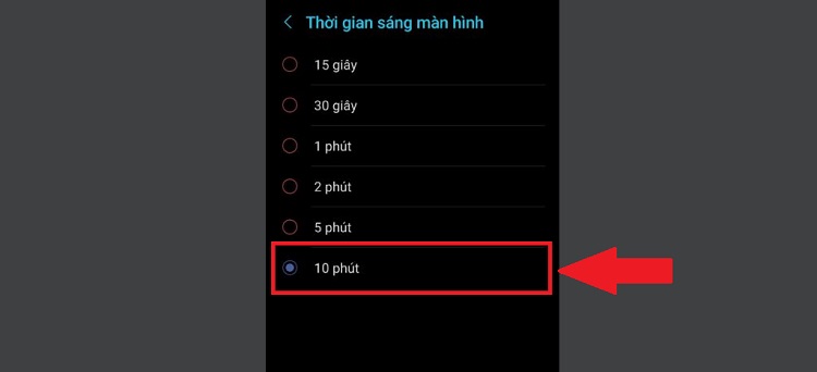 Cài đặt thời gian sáng màn hình Samsung