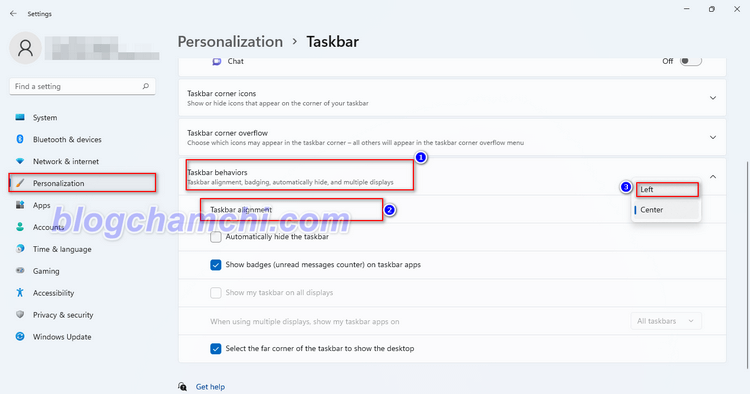 Cách canh trái thanh Taskbar trên Windows 11