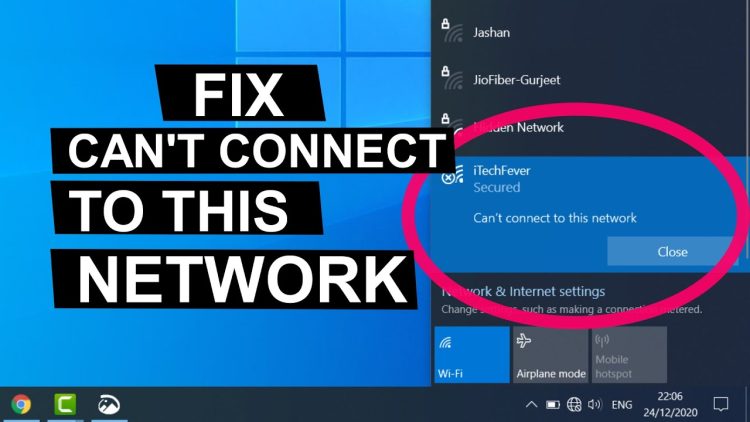 Can't connect to this network là lỗi gì