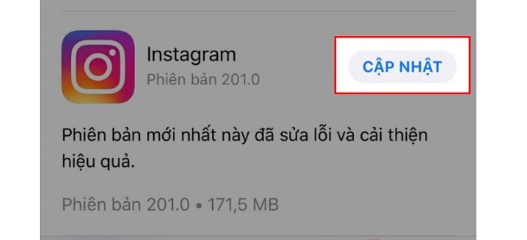 Cập nhật ứng dụng Instagram