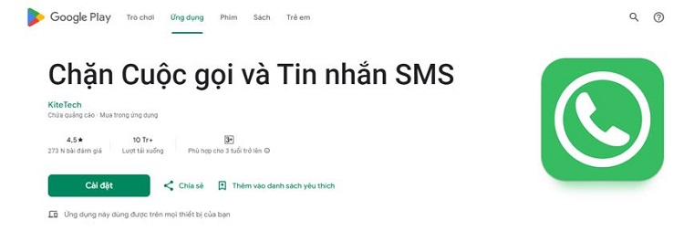 Chặn cuộc gọi và tin nhắn SMS – AntiNuisance