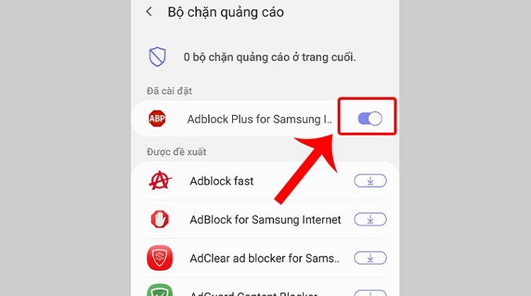 Chặn quảng cáo trình duyệt Samsung bước 2