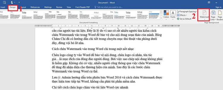 Chèn logo chìm vào Word bước 2