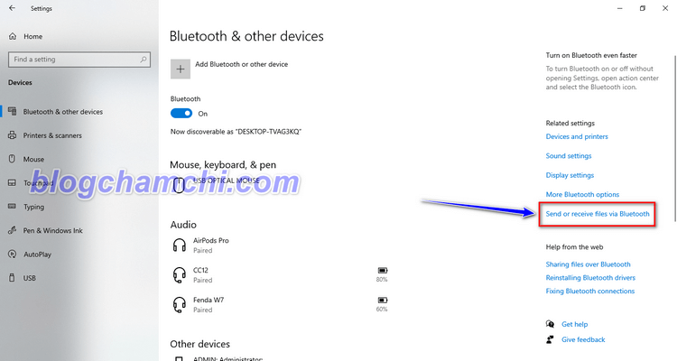 Hướng dẫn cách Chia sẻ Bluetooth trên máy tính/laptop windows 10 đơn giản