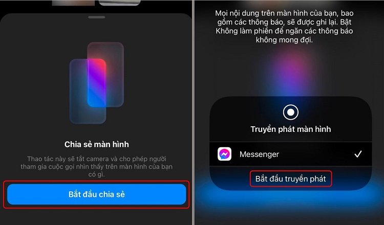 Chia sẻ màn hình trên iPhone khi gọi Messenger 3