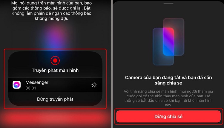 Chia sẻ màn hình trên iPhone khi gọi Messenger 4