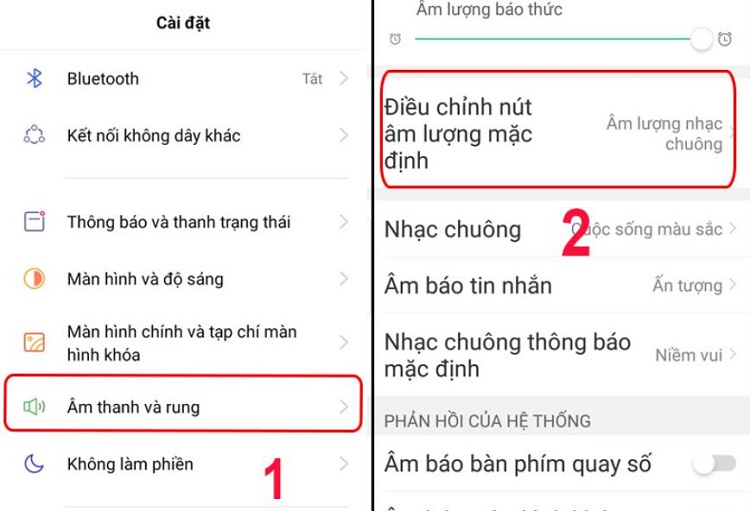 Chỉnh âm lượng Oppo trong Cài đặt